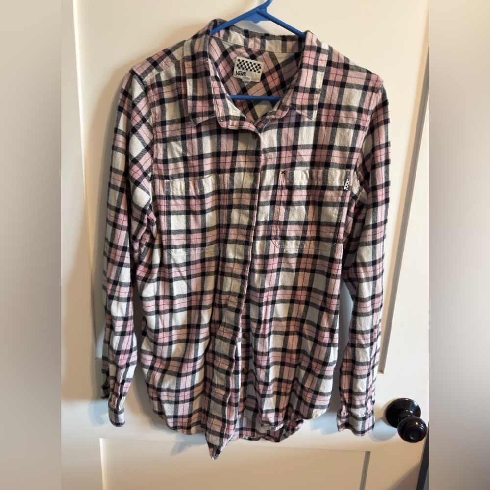 Vans Casual Pink and Black Plaid Shirt